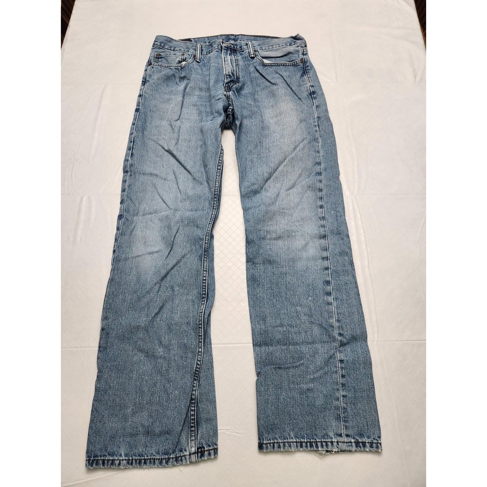 Levis 514‎ Jeans Mens 36x32 Light Wash Blue Straight Leg Denim Pants Casual